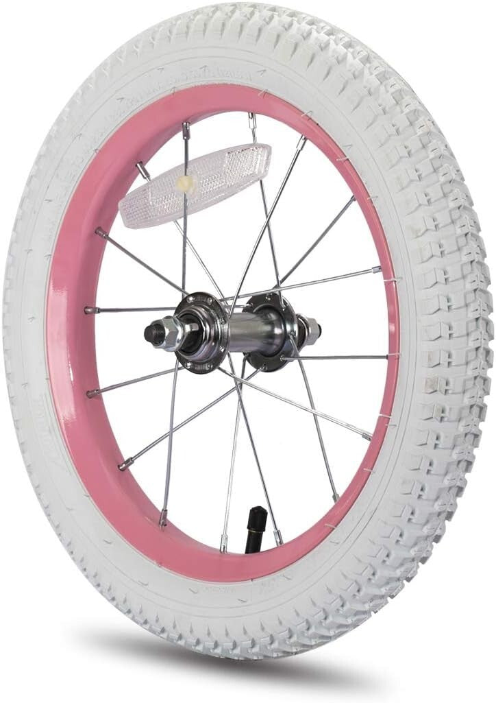 14 Inch Kids Bike Replacement Wheel with Solid Rubber Tire in Pink & Black