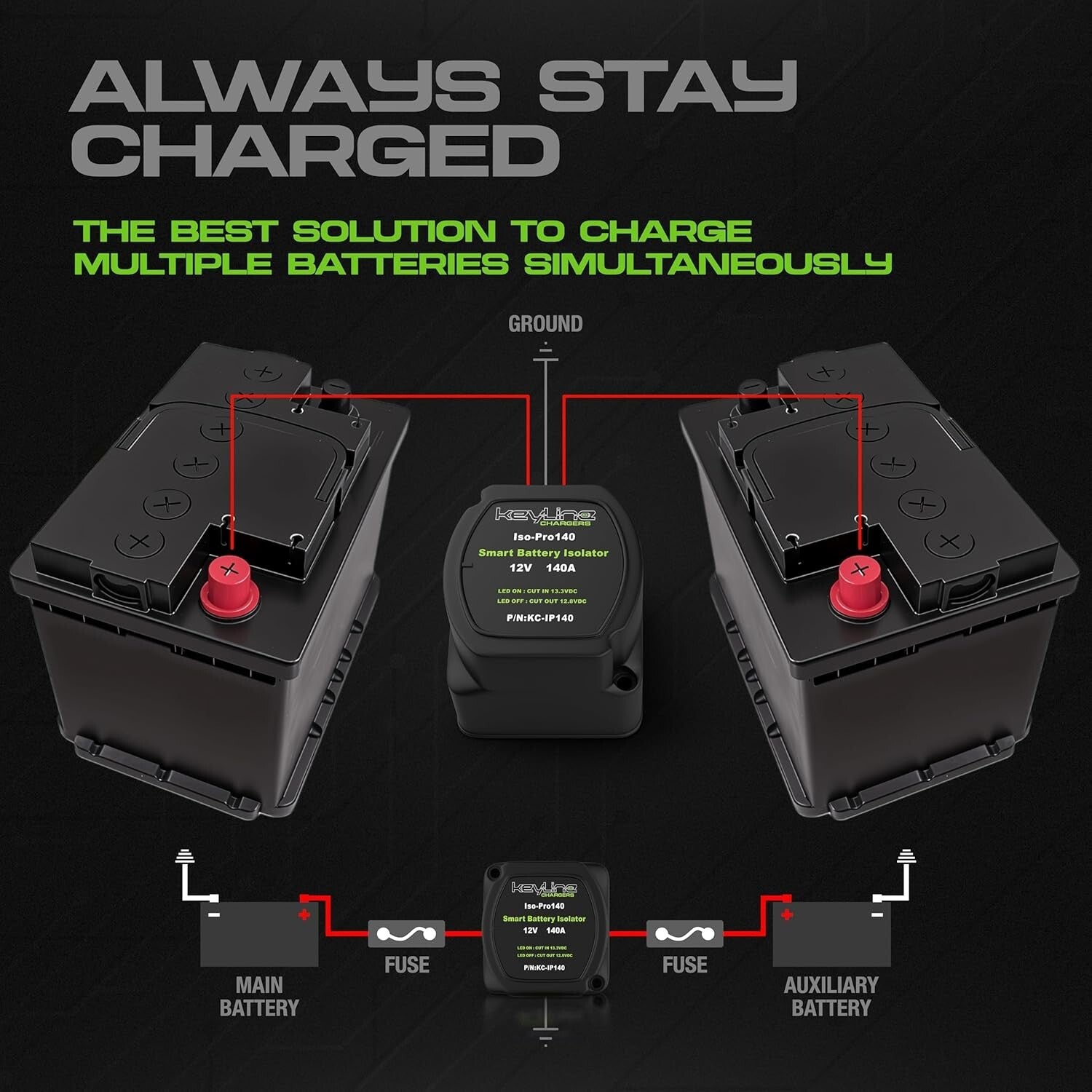 Automatic 12V Dual Battery Wiring Kit - Rugged Isolator for Outdoor Adventures