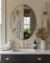 Load image into Gallery viewer, Brushed Gold Oval Mirror - Elegant 22x30'' Stainless Steel Bath Wall Mount