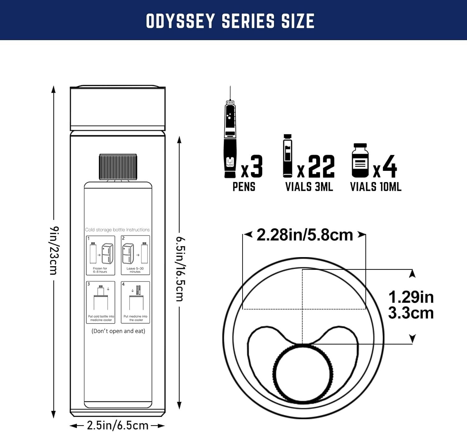 Odyssey 60H Portable Insulin Travel Case - Keeps Medications Cold for 60H