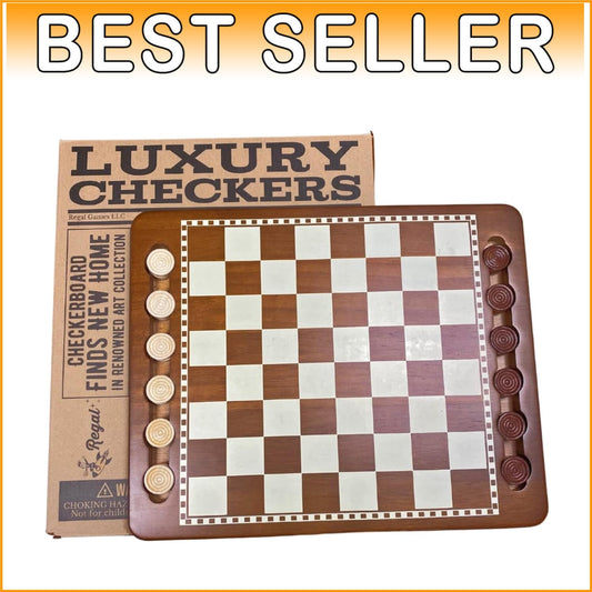 Classic Portable Checkers Set with 24 Wooden Pieces - Family-Friendly Gaming