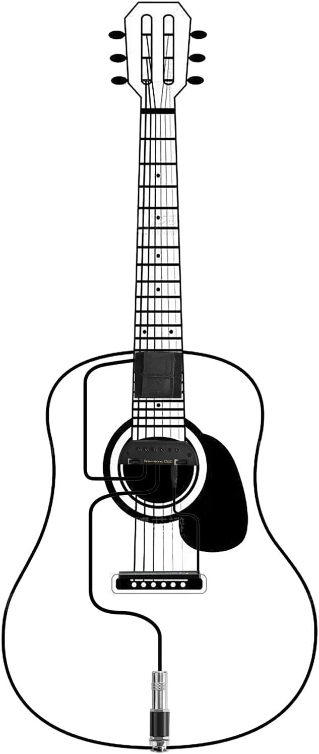 Magnetic and Piezo Acoustic Guitar Pickup with Master Volume Control - 90-105mm