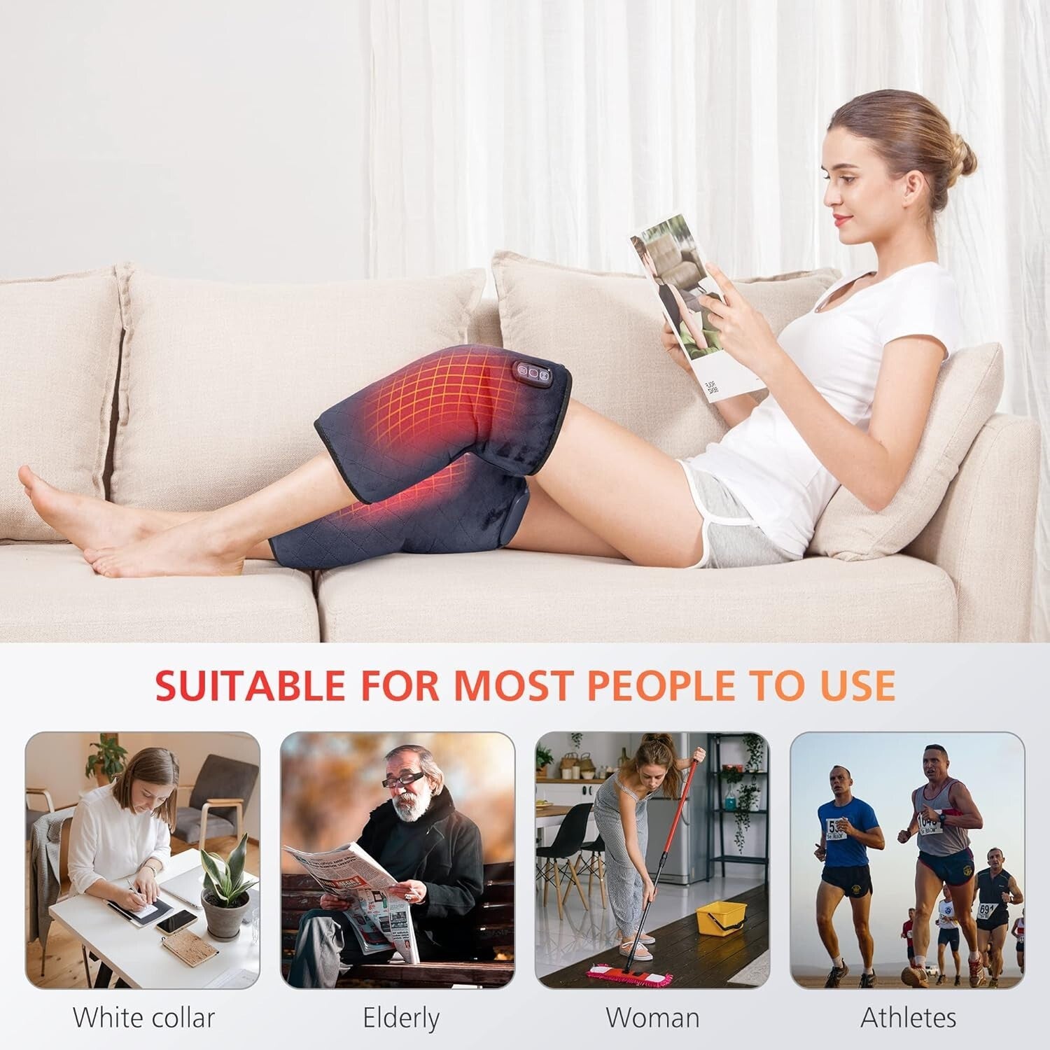 Adjustable Knee Heating Pad with Massage and Vibration - Safe & Effective Relief