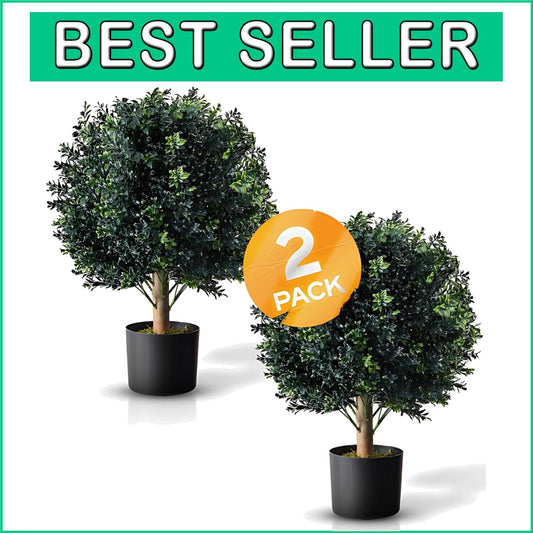 Decorative Pre-Potted Boxwood Topiary Set - 24-Inch Elegance for All Seasons