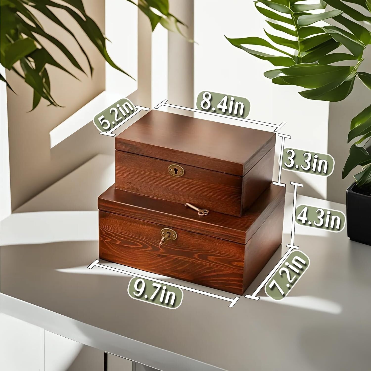 Walnut Finish Decorative Chest with Hinged Lid - Antique Style Storage Solution