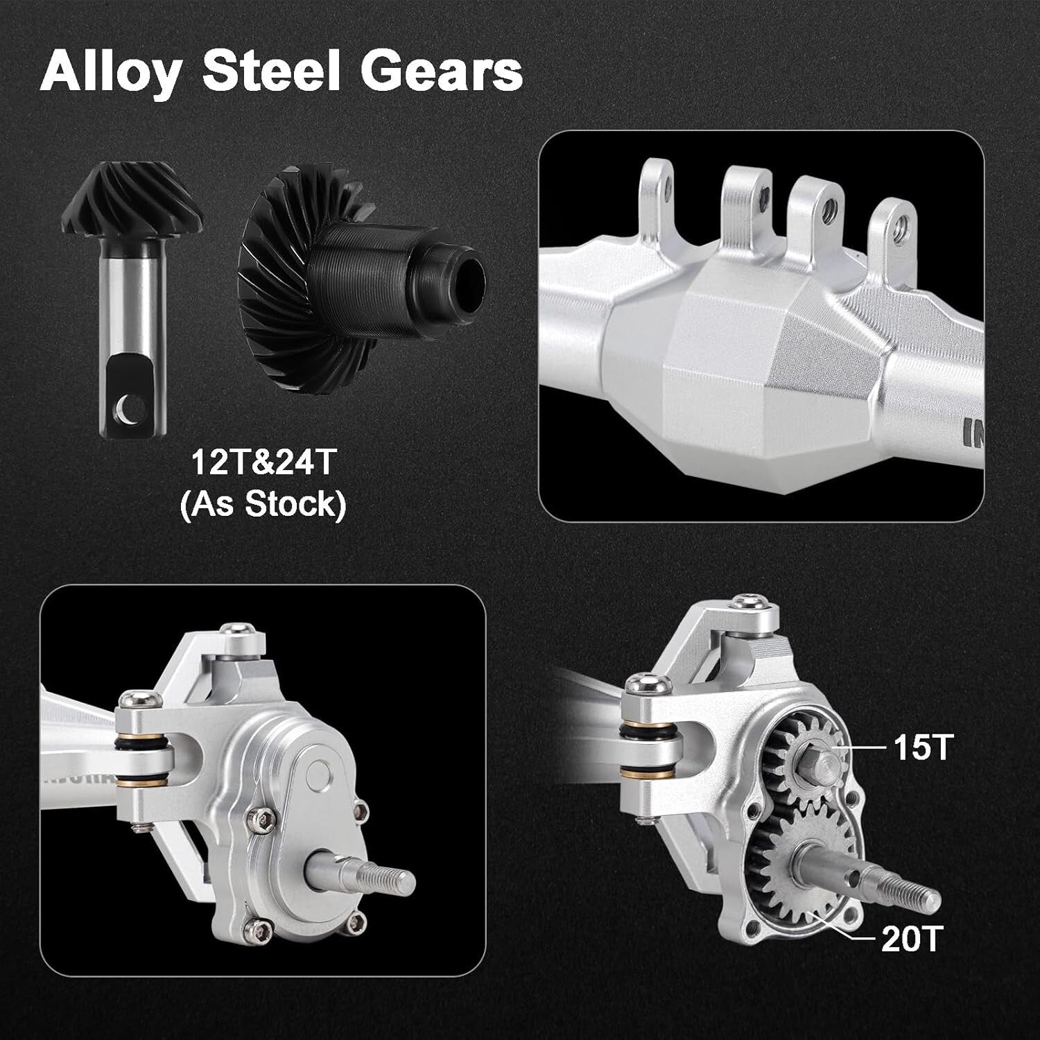 5mm Diamond Portal Axles with Lay Down Servo Mount for 1/18 RC Crawler Upgrade