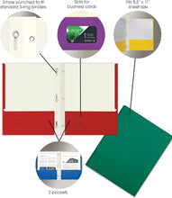 Load image into Gallery viewer, Vibrant 2-Pocket Paper Folders with Fasteners - Set of 100 in Assorted Colors