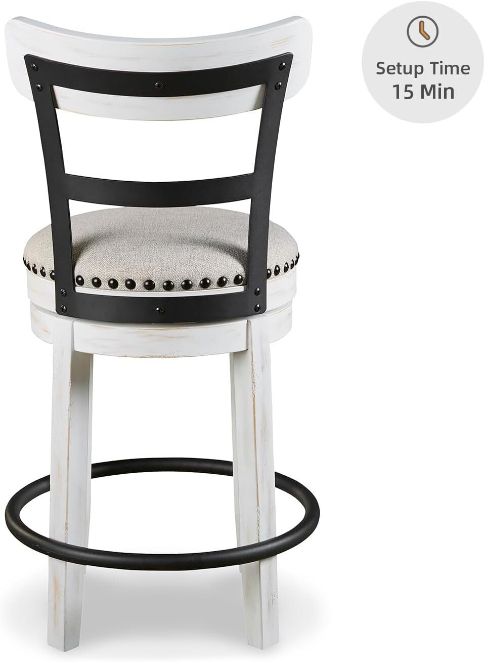 Valebeck 24.5" Modern Swivel Counter Height Barstool in Whitewash Finish