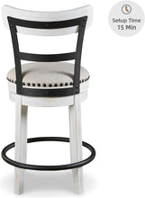 Load image into Gallery viewer, Valebeck 24.5" Modern Swivel Counter Height Barstool in Whitewash Finish