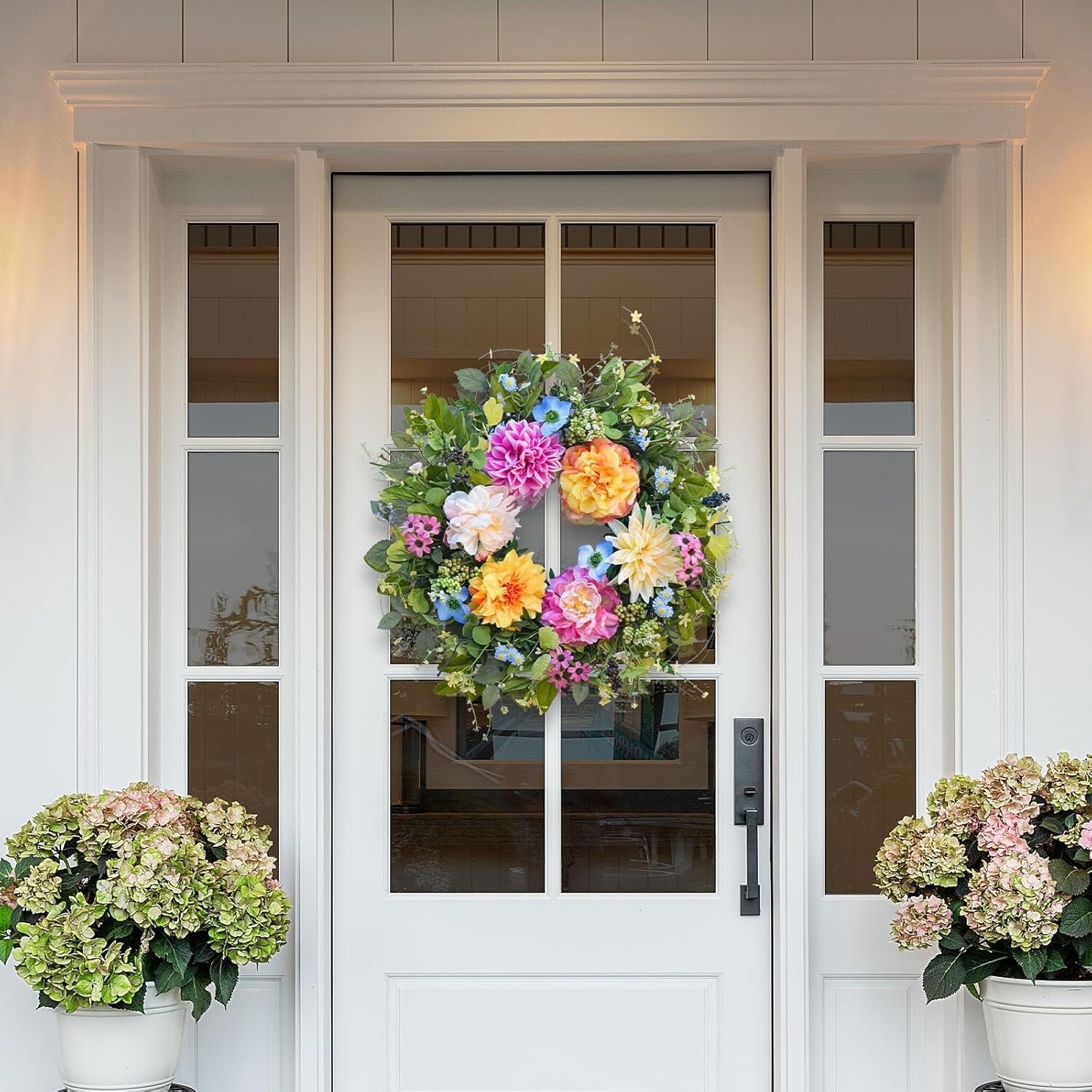 Durable Silk Spring Wreath with Peony & Dahlia - Perfect for Every Occasion