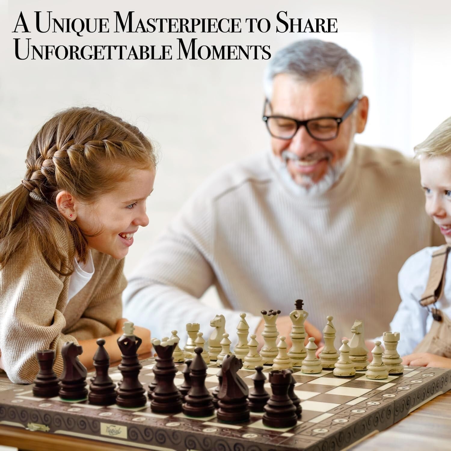 Exquisite 21-Inch Beech and Birch Wood Chess Set - Perfect Gift for Enthusiasts