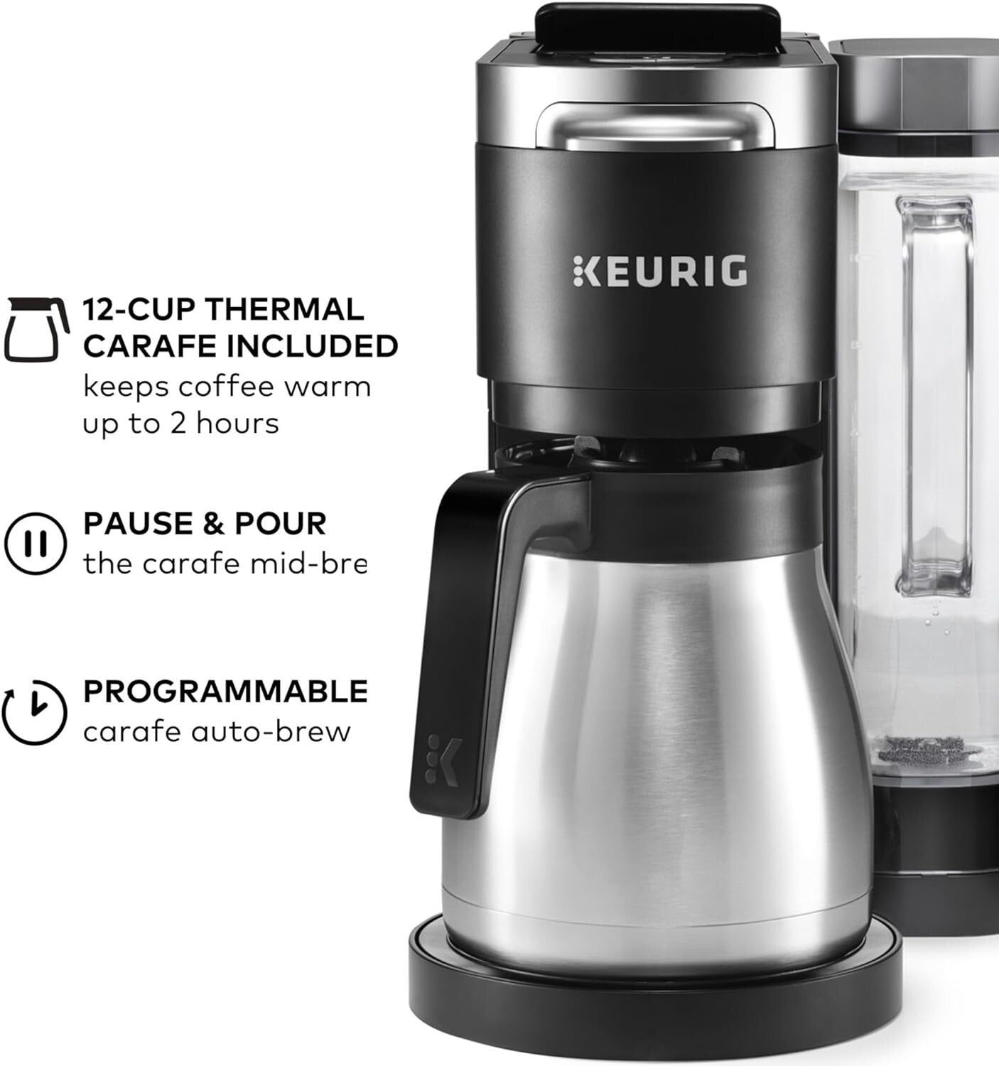 Fully Automatic Coffee Maker with 12-Cup Thermal Carafe & Pause & Pour Feature