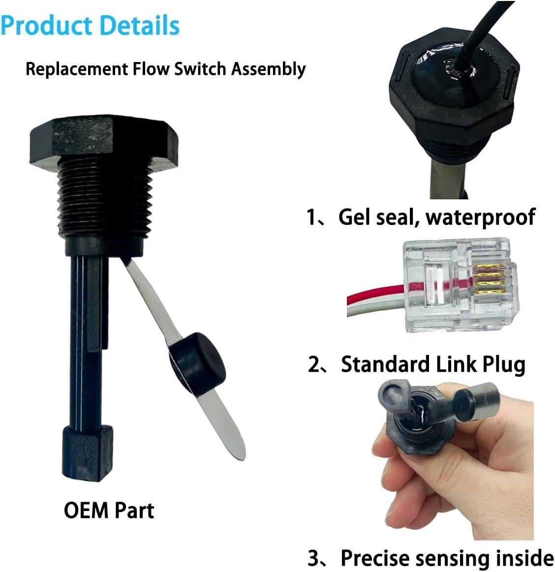 Durable Salt Cell Flow Sensor with 15 ft Cable - Easy Install for Pool Systems