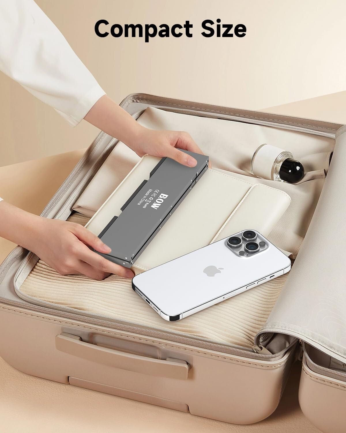 Lightweight Aluminum Travel Keyboard with Magnetic Bracket for Tablets & Phones