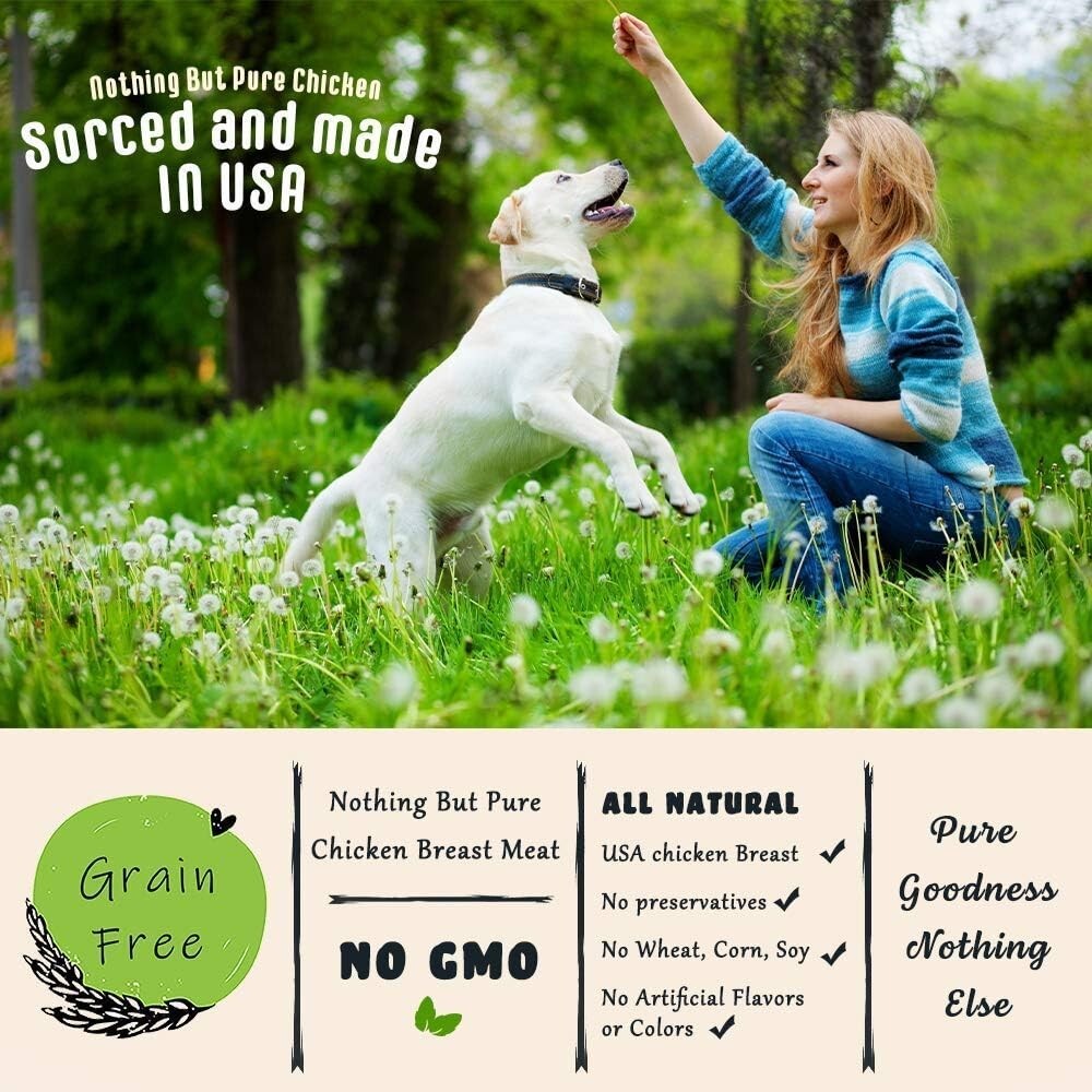 All-Natural Chicken Jerky Dog Treats - High Protein, 2 LB Resealable Bag