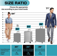 Load image into Gallery viewer, Fashionable Silver 24-In Aluminium Frame Suitcase with TSA Lock &amp; Spinner Wheels