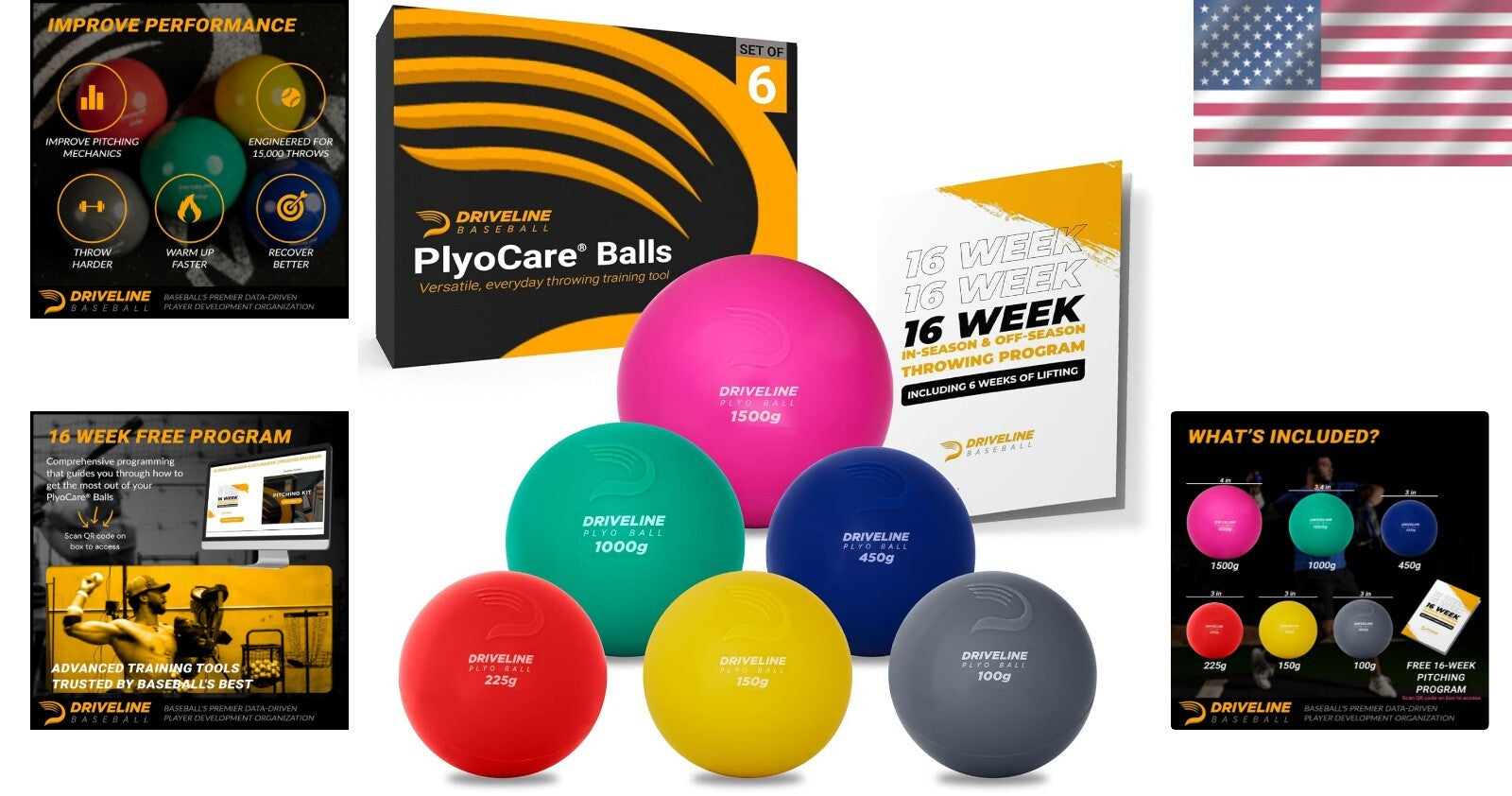 PlyoCare Weighted Baseballs: Improve Mechanics & Velocity - 6 Balls Included