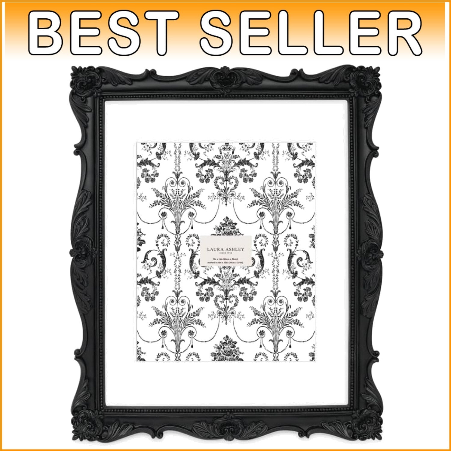 Elegant 11x14 Black Resin Frame with Floral Design - Portrait or Landscape