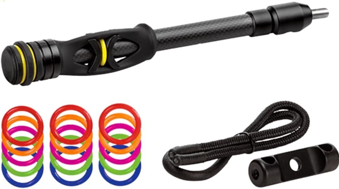 Durable 8-Inch Bow Stabilizer with Adjustable Weights & Personalization Rings