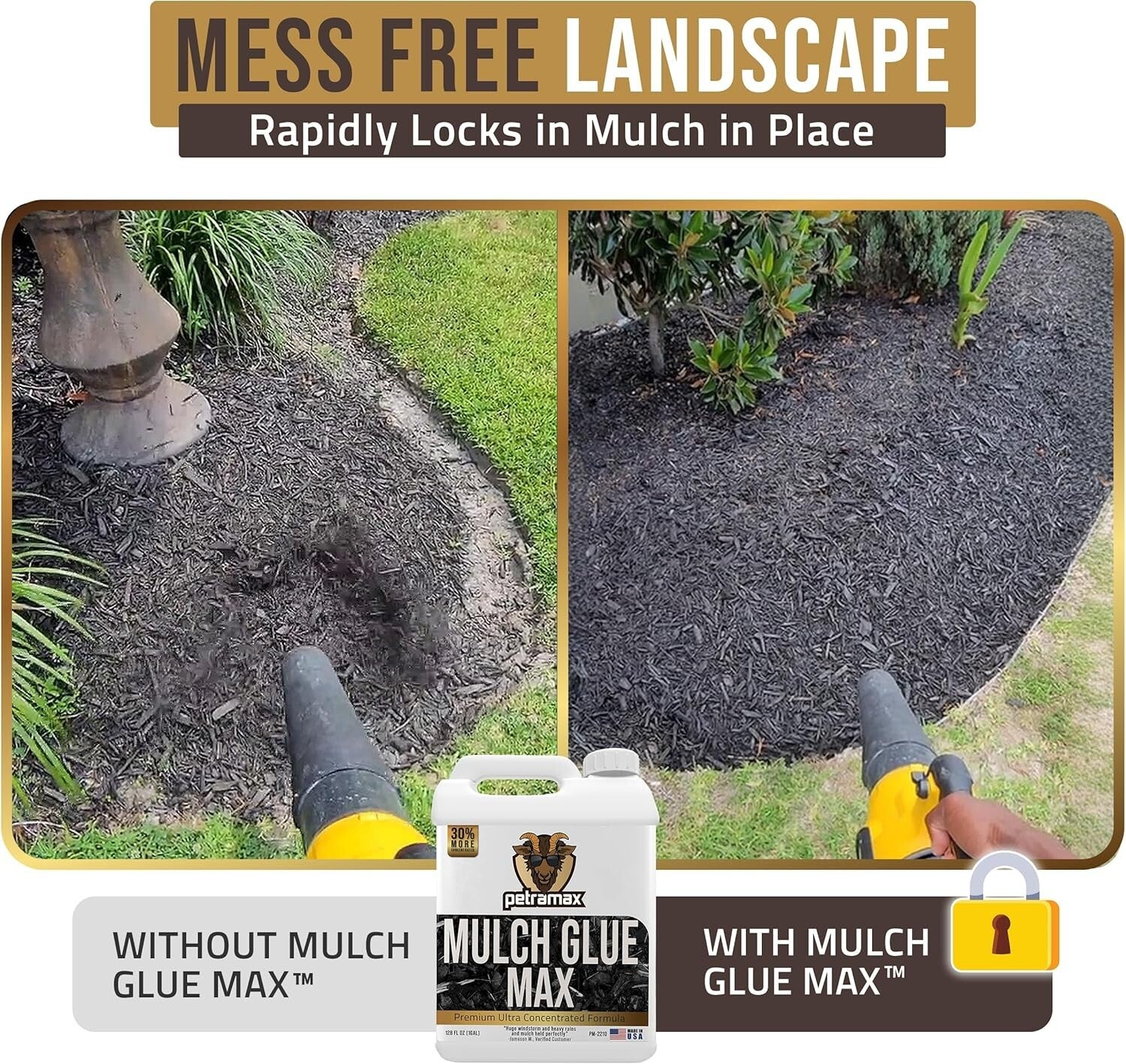 Max Concentrate Mulch Adhesive for Rock & Gravel - Dries Clear 1 Gallon