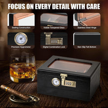 Load image into Gallery viewer, Professional Cigar Humidor with Combination Lock &amp; Storage Drawer - Gift Ready