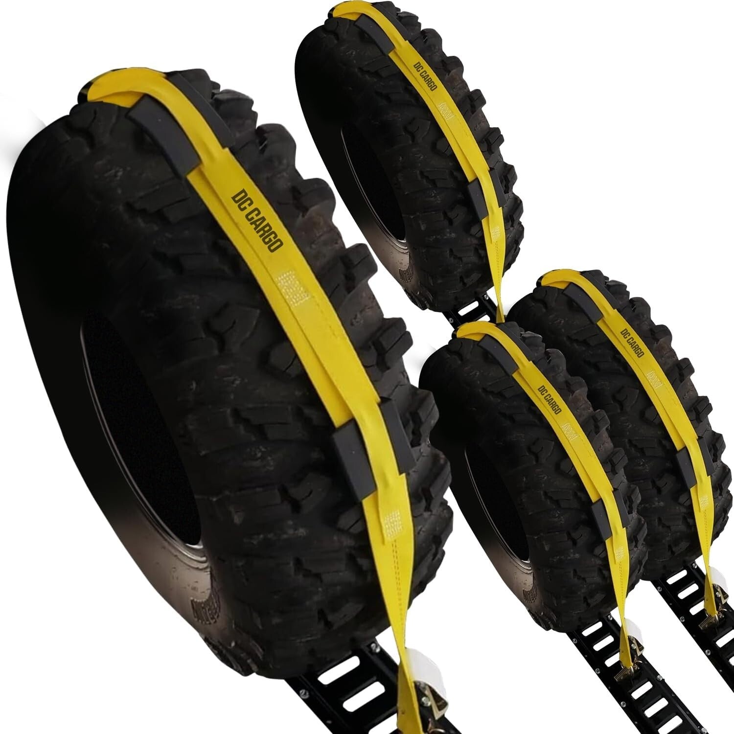 11' x 2" E-Track Car Straps - Secure 4-Pack with Rubber Blocks & Ratchets