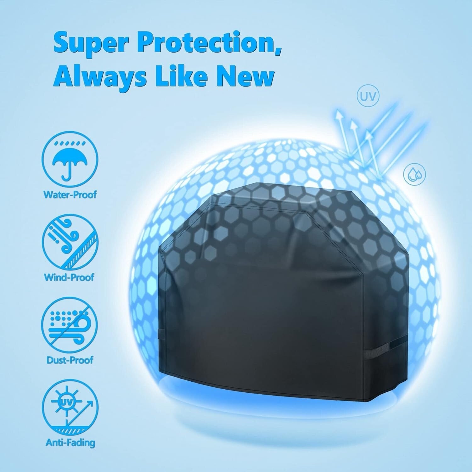 600D Waterproof Grill Cover with Portable Storage Bag - Secure & Easy to Clean