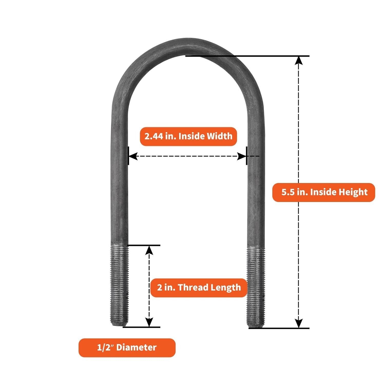 5-1/2" U Bolt Kit with Hex Nuts for 3,500 lb Round Axles, Secure & Reliable