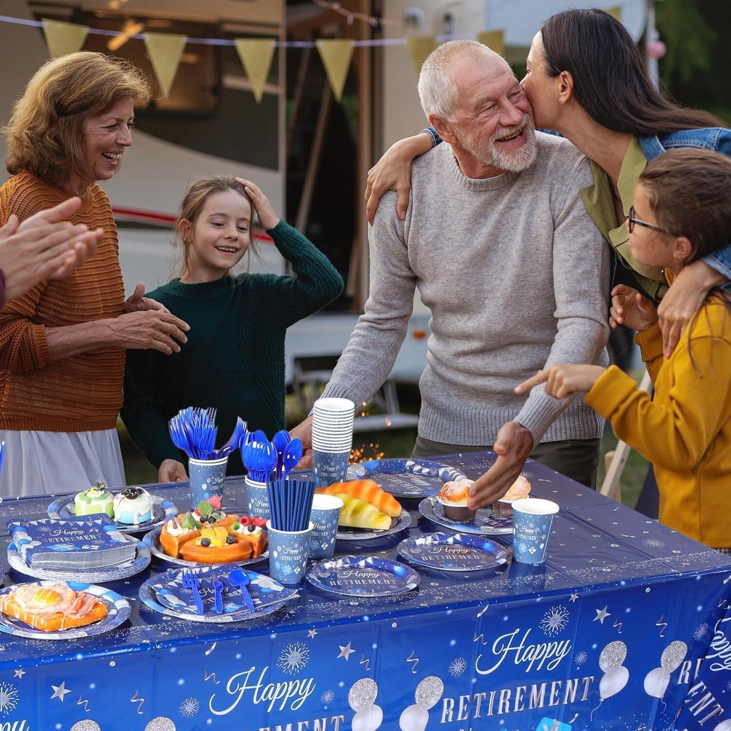 Durable 452 Pcs Retirement Decorations - Blue Silver Theme for Memorable Parties