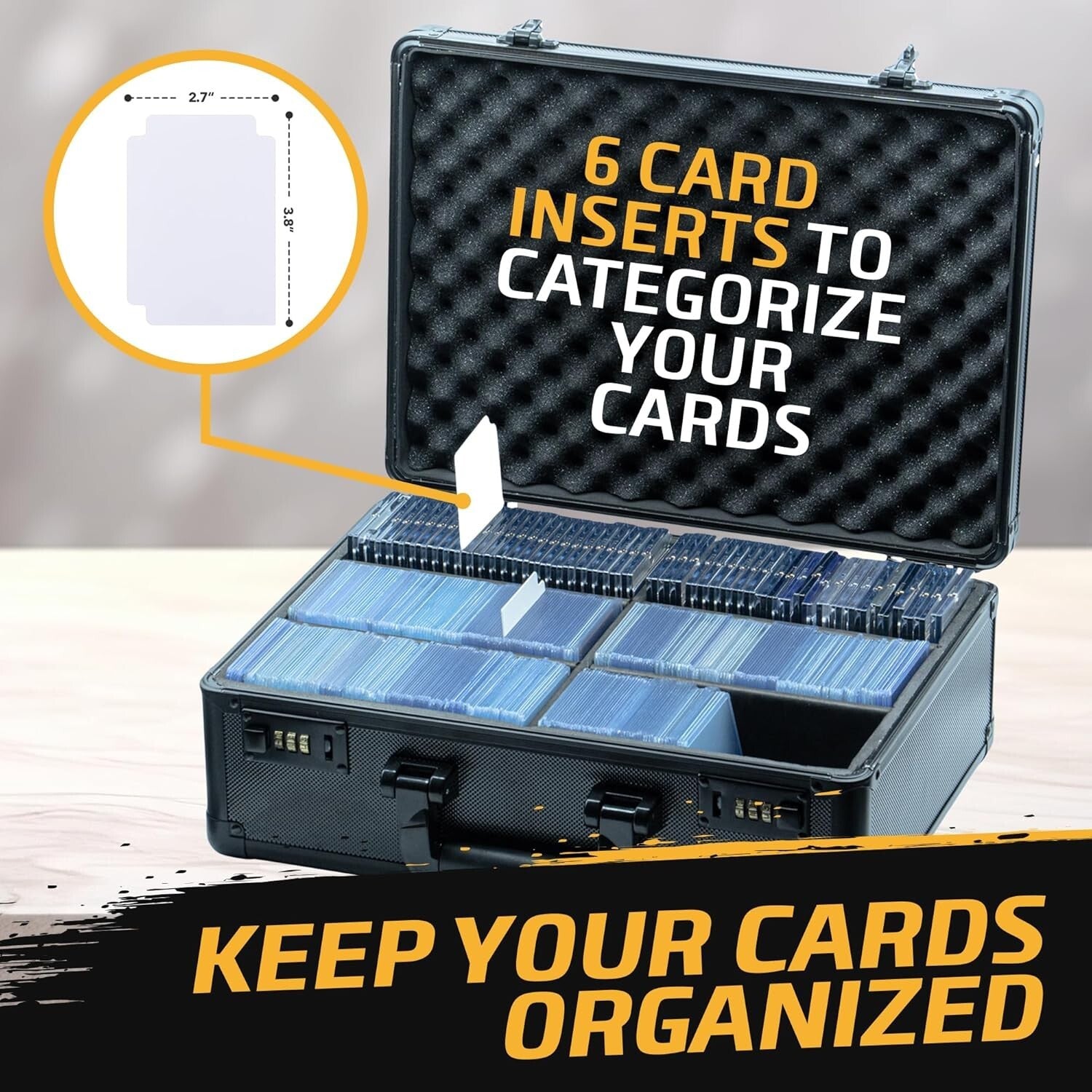 Secure Trading Card Box Holds 2700 Sleeved Cards - Durable Aluminum Design