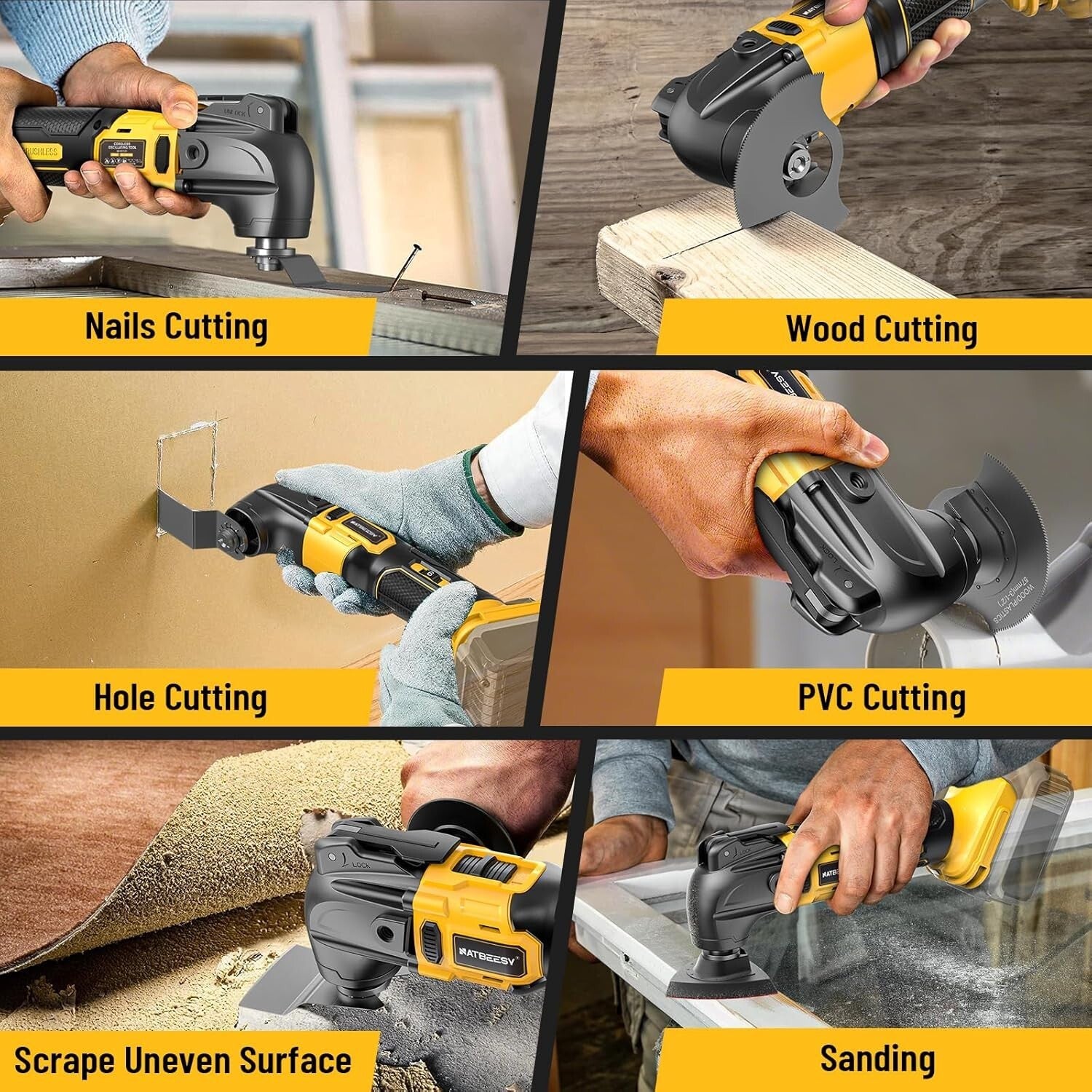 6-Speed Cordless Oscillating Tool for DeWalt 20V - Precision LED Light & Kit
