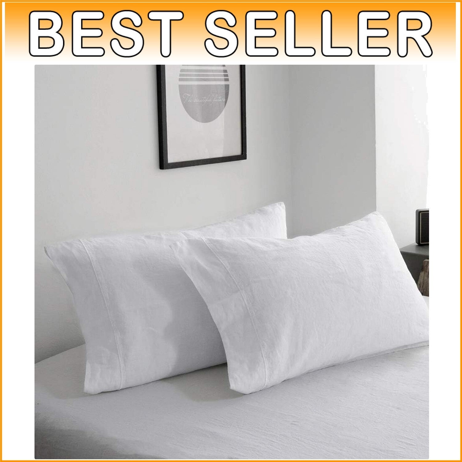 Breathable 100% French Linen King Pillowcases - Softer with Each Wash - Set of 2