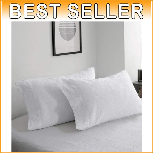 Breathable 100% French Linen King Pillowcases - Softer with Each Wash - Set of 2