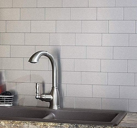 100-Piece Self-Adhesive Stainless Steel Backsplash Tiles - Peel & Stick Elegance