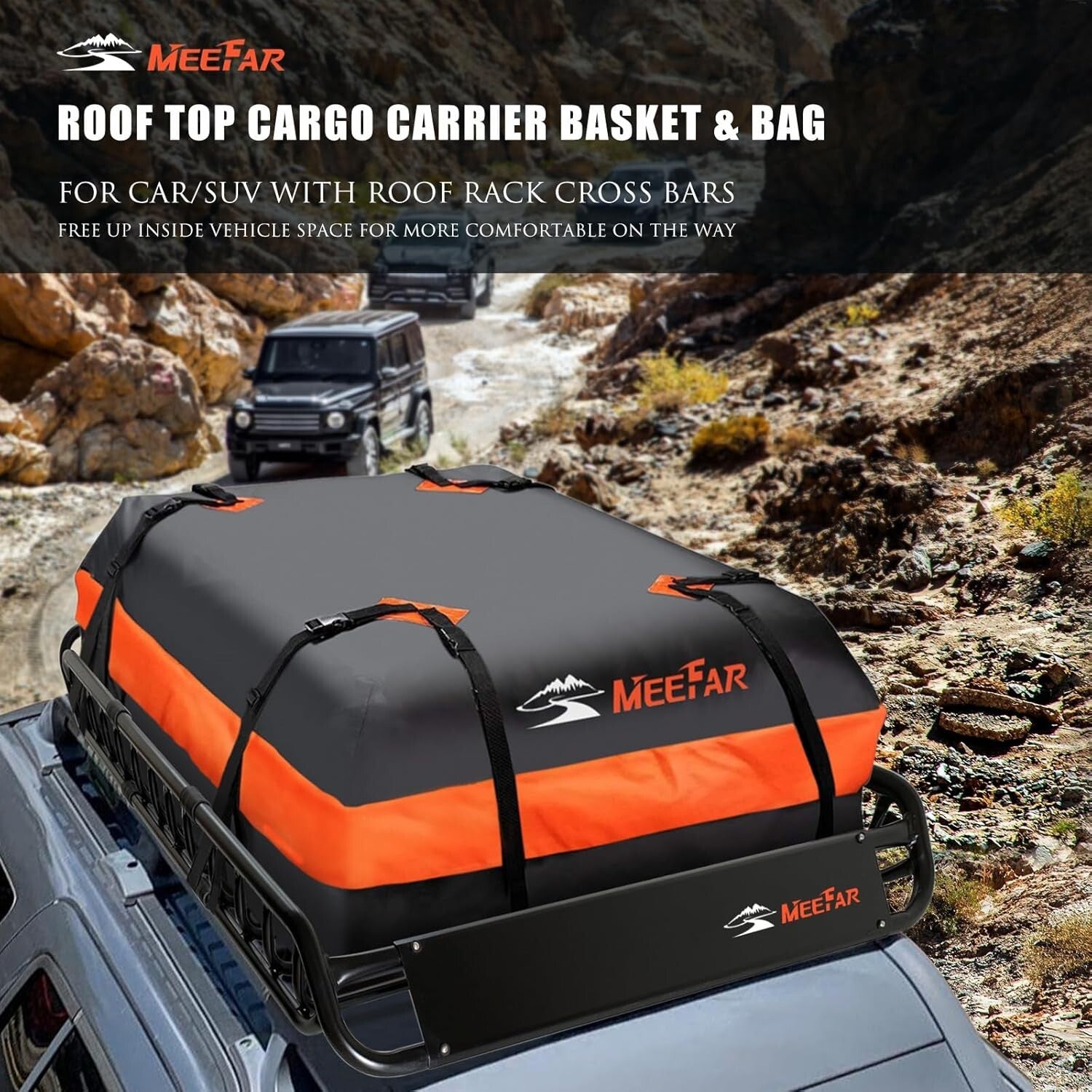 Universal Roof Rack Carrier Basket with Waterproof Bag & Cargo Net - 51" x 36"