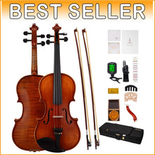 Load image into Gallery viewer, Premium 4/4 Violin Set with Ironwood Bow, Extra Strings &amp; Quality Accessories
