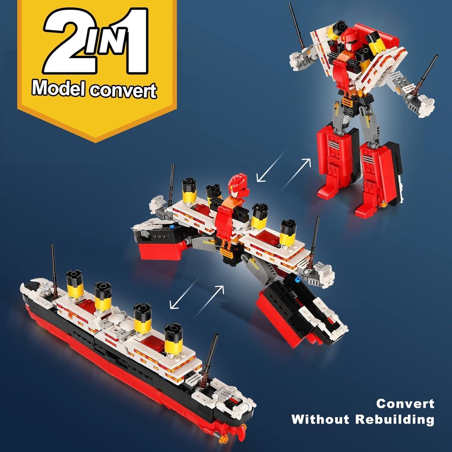 Authentic Titanic Ship and Robot Transformation Set - Perfect Gift for Ages 8+