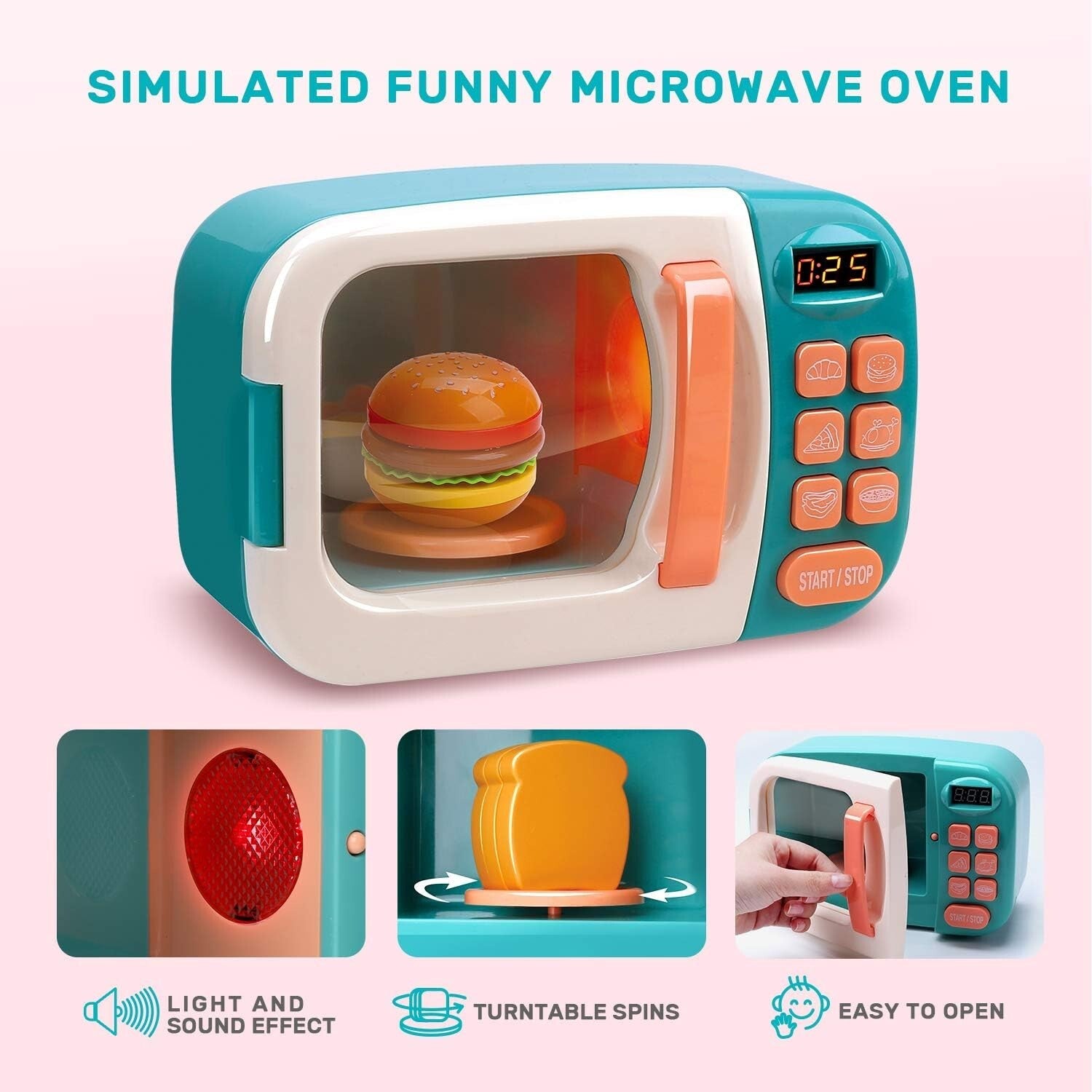 Educational Kids Pretend Kitchen Set with Microwave & Realistic Cooking Fun
