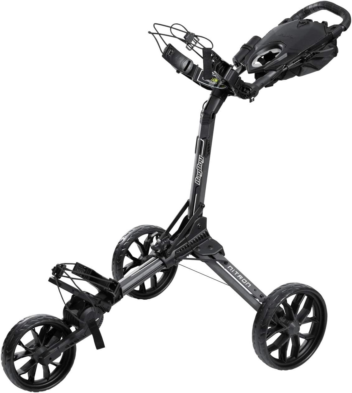 Durable Compact Golf Push Cart - Innovative Folding with Cup & Umbrella Holder