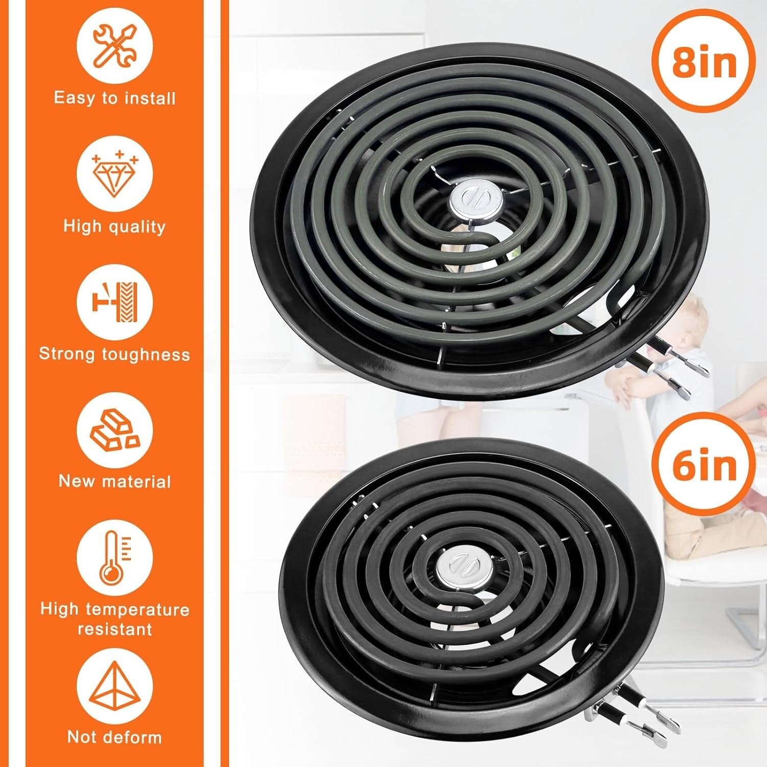 Electric Stove Drip Pans & Burner Replacement Kit – 4 Pieces for Quality Cooking