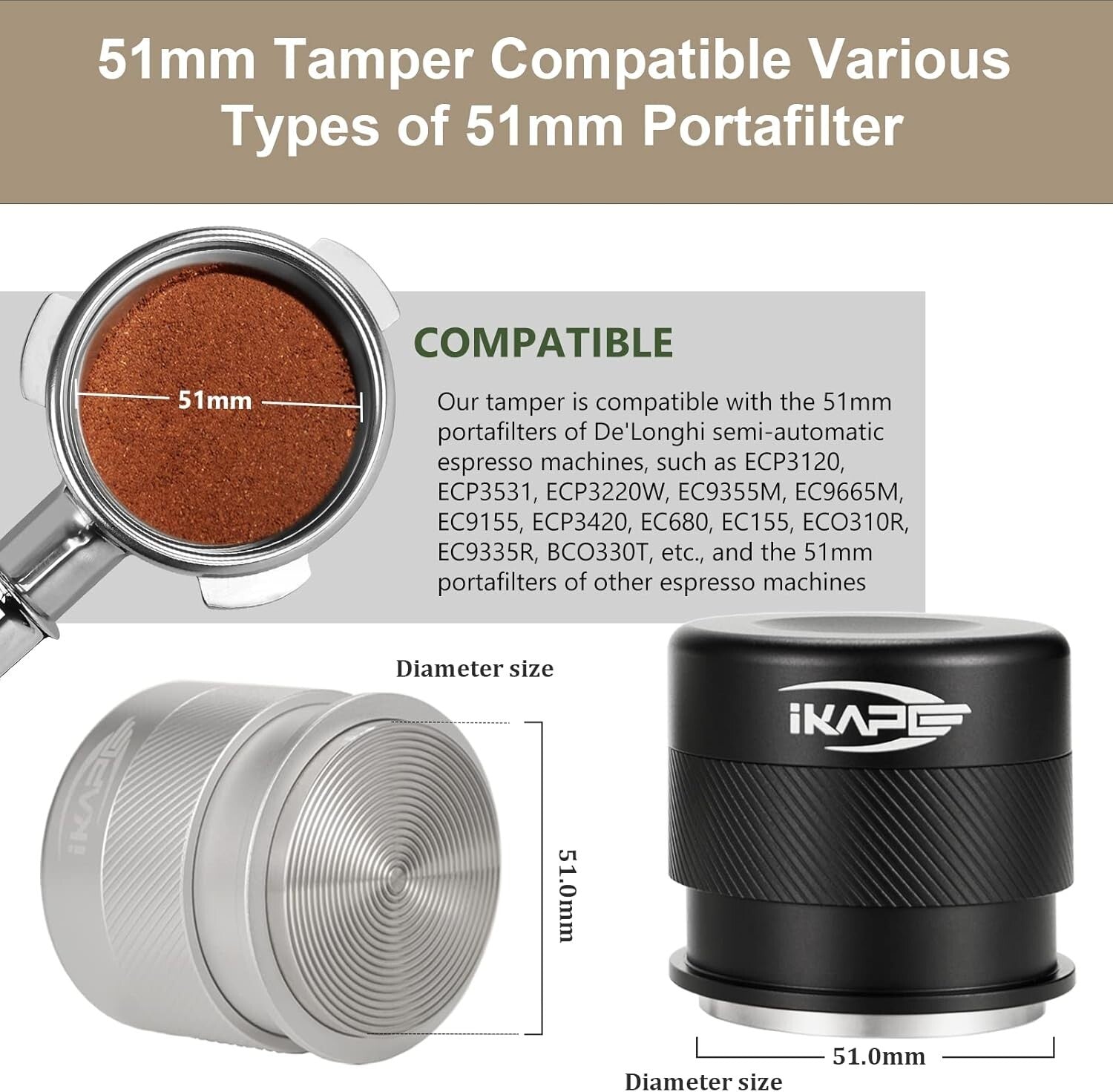 51MM Spring-Loaded Espresso Tamper - High-Quality Barista Tool for Better Coffee
