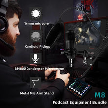 Load image into Gallery viewer, Professional Podcast Equipment Set with Condenser Mic, Sound Card &amp; Accessories