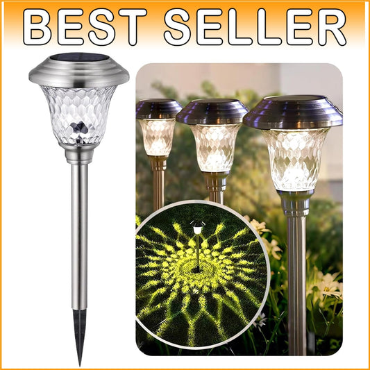 Elegant Solar-Powered Outdoor Lights for Garden Path - 8 Pack Stainless Steel