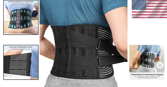 Durable Back Brace with 16-Hole Mesh for Pain Relief - Comfortable Fit for All
