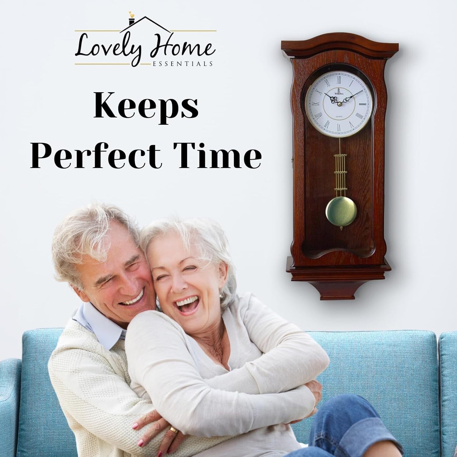 Classic Battery-Operated Pendulum Wall Clock - Silent & Decorative for Home