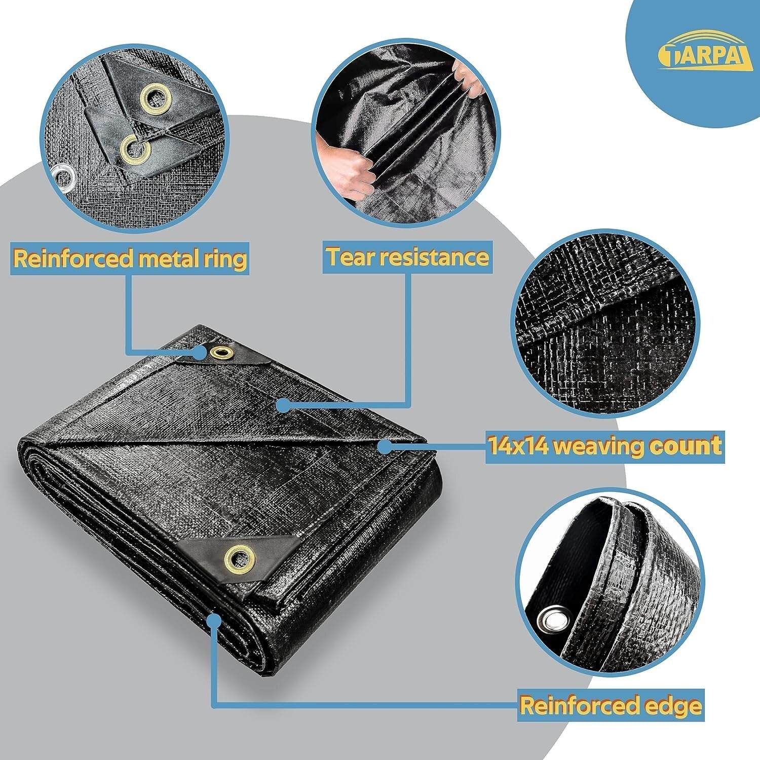 Durable 16x18 Feet Black Tarpaulin for Ultimate UV & Snow Protection Outdoors