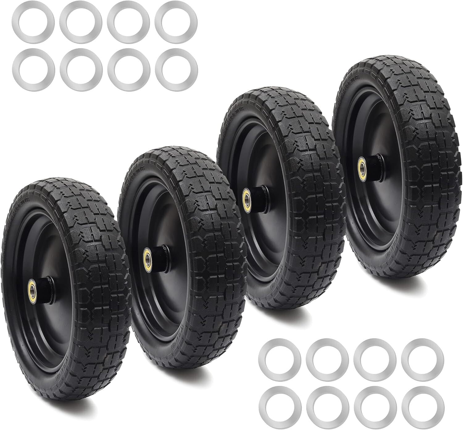 Premium 13" Flat-Free Solid Tire Set for Carts - Hassle-Free, Puncture Resistant