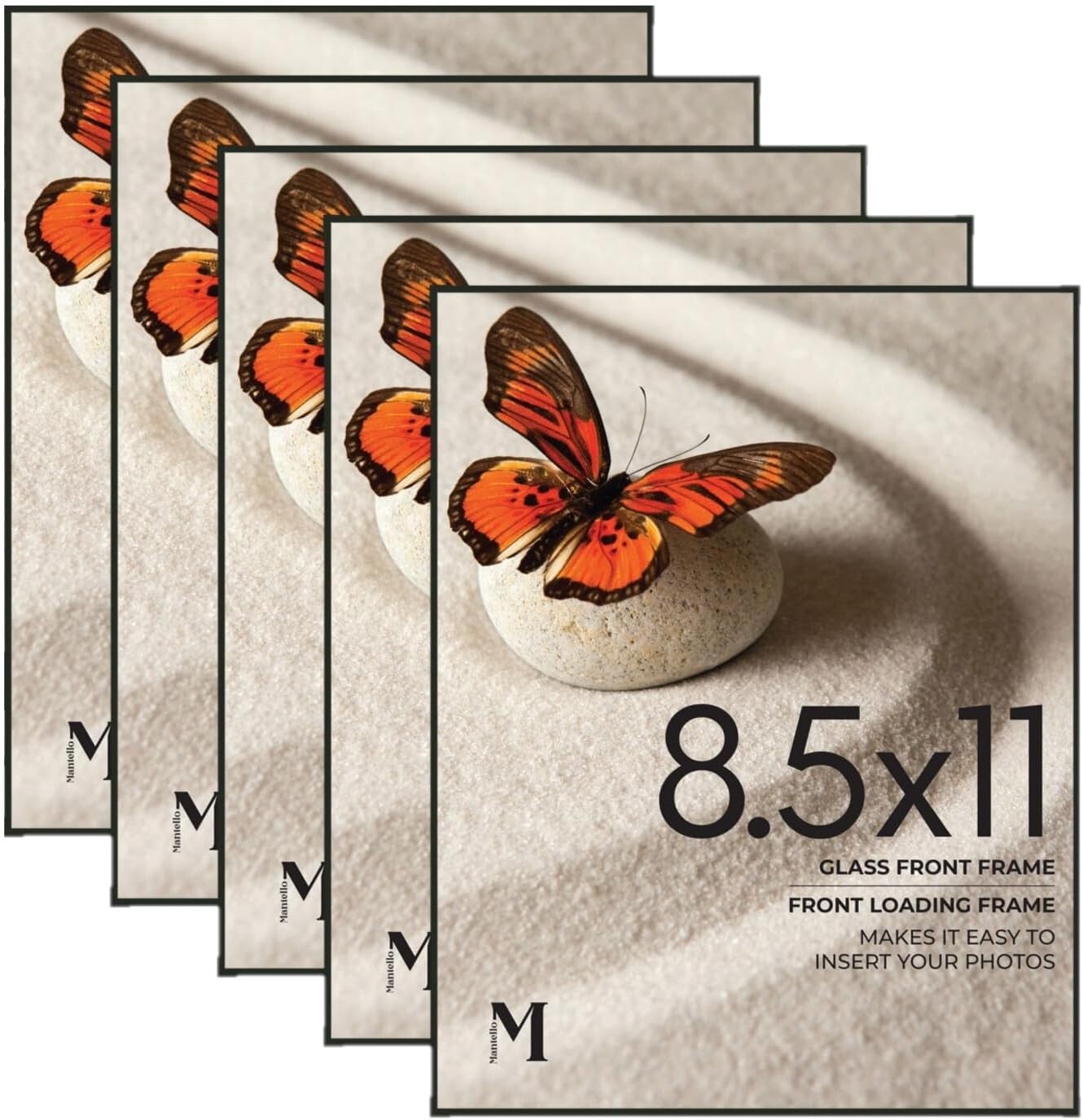 Durable Black Picture Frame Set - 6-Pack Front Loading, Easy Photo Changes