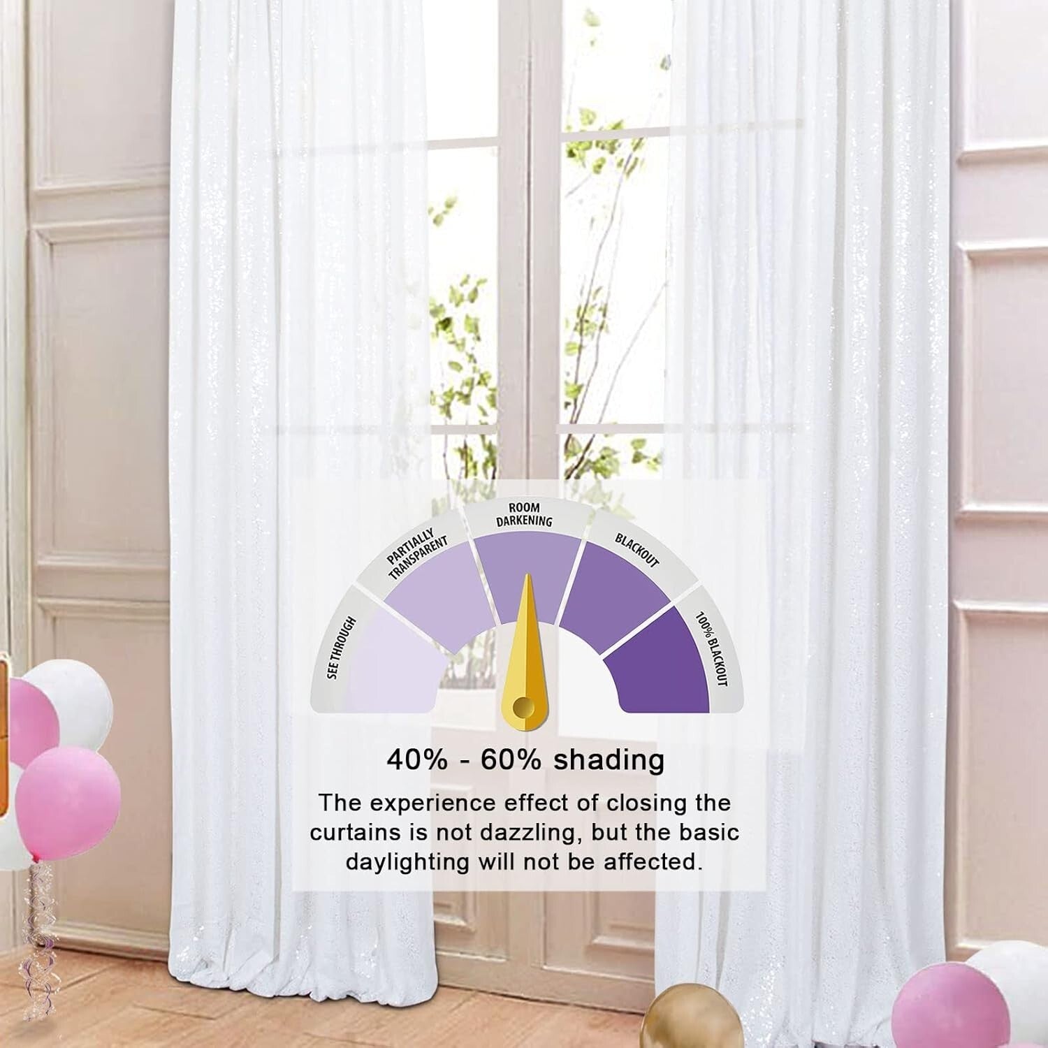 8FTx10FT White Sequin Fabric Backdrop - No Dropping Sequins for Parties