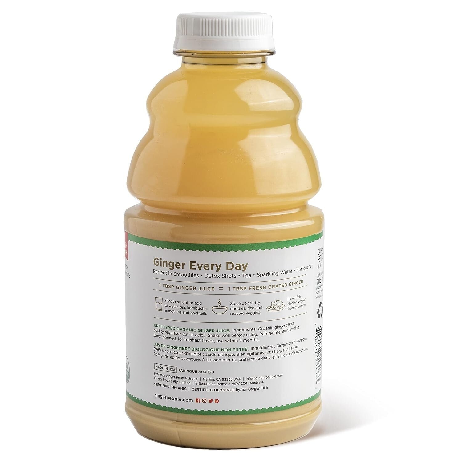 Premium Quality Organic Ginger Juice - 12 Count of 32 Fl Oz for Daily Wellness